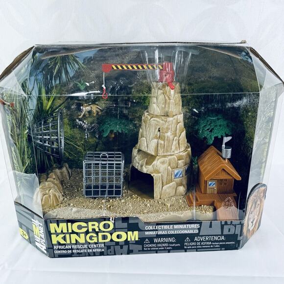 Animal Planet Micro Kingdom African Rescue Center Playset Lion Zebra Hippo - Picture 1 of 8